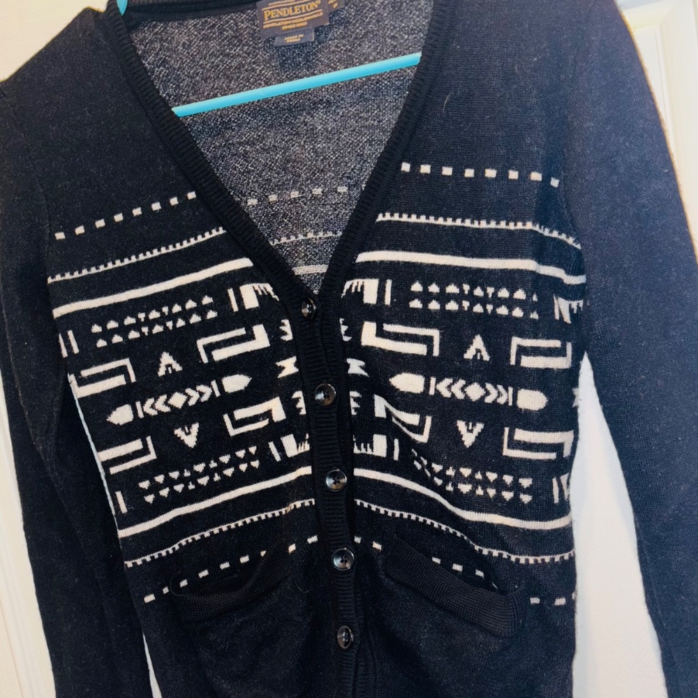 Pendleton Black White Wool Native Southwestern Ca… - image 5